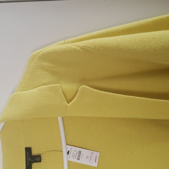 Talbott Plus Yellow Wool Blend Sweater Knit Blazer Cardigan Size 1X - Picture 5 of 6